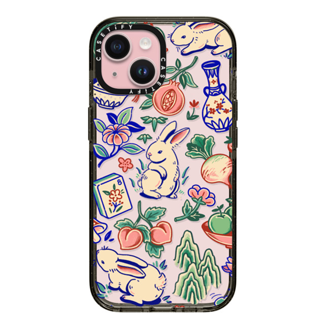 Georgina Leung x CASETiFY iPhone 15 ケース ブラック インパクトケース Rabbit Garden by Georgina Leung