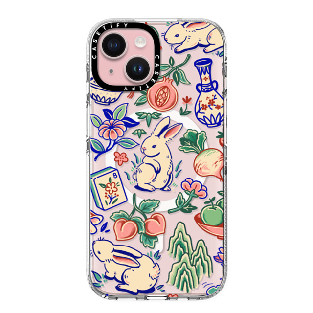 Georgina Leung x CASETiFY iPhone 15 ケース クリア クリア ケース MagSafe対応 Rabbit Garden by Georgina Leung