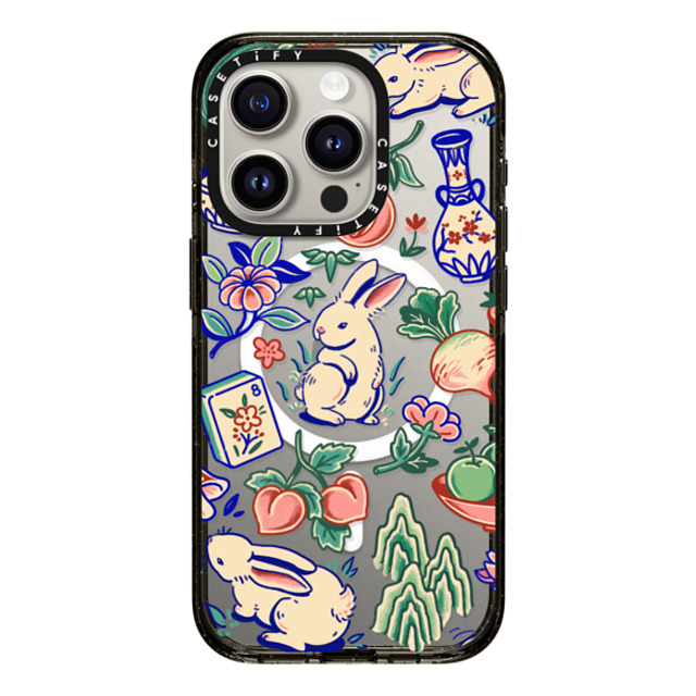 Georgina Leung x CASETiFY iPhone 15 Pro ケース ブラック インパクトケース MagSafe対応 Rabbit Garden by Georgina Leung