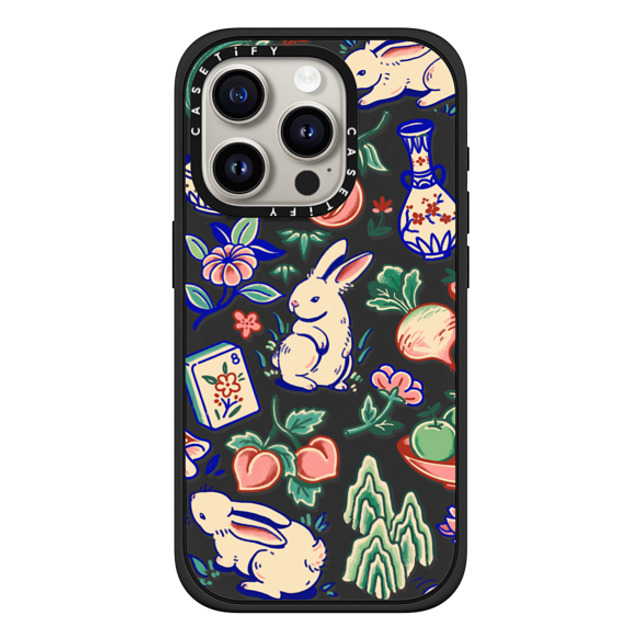 Georgina Leung x CASETiFY iPhone 15 Pro ケース マットブラック インパクトケース MagSafe対応 Rabbit Garden by Georgina Leung