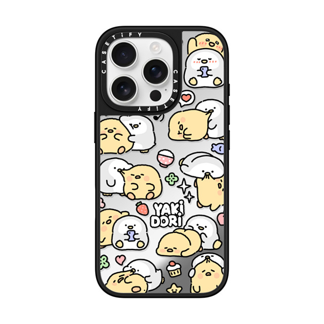 SICKYAKI x CASETiFY iPhone 16 Pro ケース Silver on Black ミラーケース MagSafe対応 yakidori mix