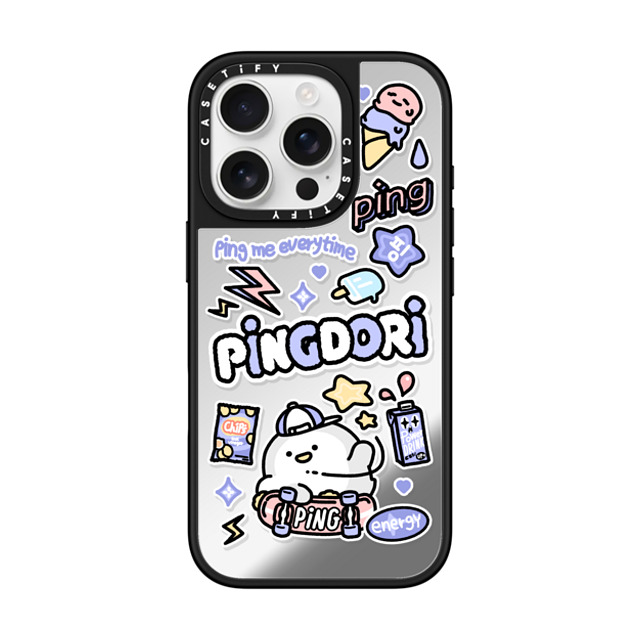 SICKYAKI x CASETiFY iPhone 16 Pro ケース Cartoon Silver on Black ミラーケース MagSafe対応 ping me everytime Mother's Day SICKYAKI x CASETiFY iPhone 16 Pro ケース Cartoon Silver on Black ミラーケース MagSafe対応 ping me everytime Mother's Day