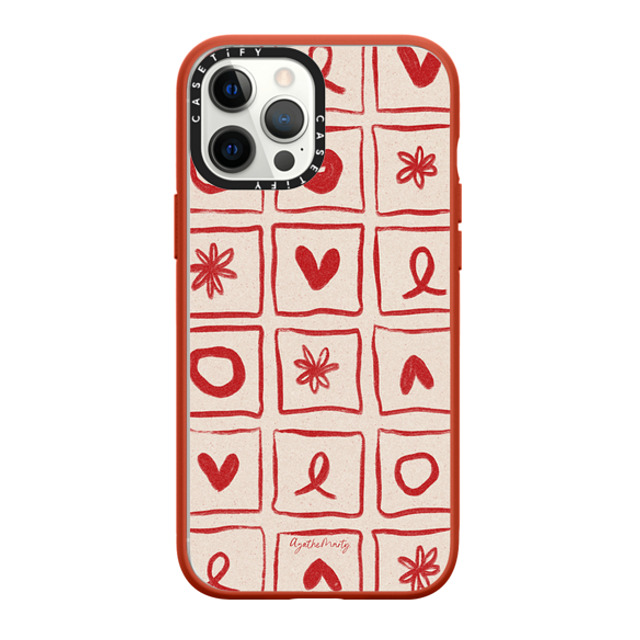 Agathe Marty x CASETiFY iPhone 12 Pro Max ケース Matte Red インパクトケース Love Grid by Agathe Marty