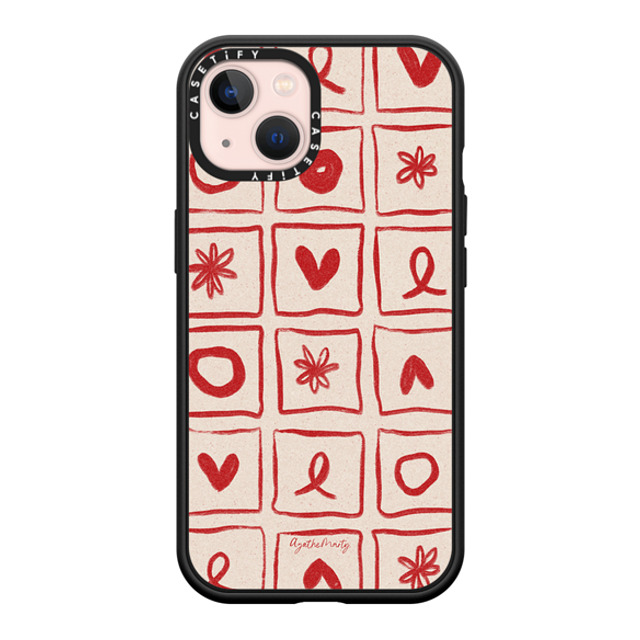 Agathe Marty x CASETiFY iPhone 13 ケース マットブラック インパクトケース MagSafe対応 Love Grid by Agathe Marty