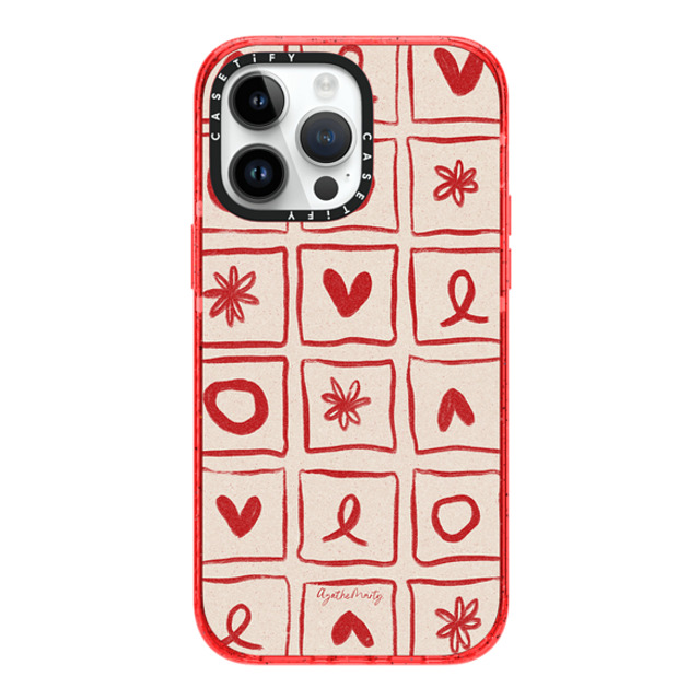 Agathe Marty x CASETiFY iPhone 14 Pro Max ケース レッド インパクトケース Love Grid by Agathe Marty