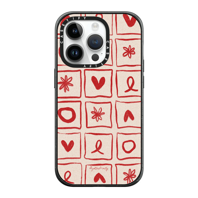 Agathe Marty x CASETiFY iPhone 14 Pro ケース マットブラック インパクトケース MagSafe対応 Love Grid by Agathe Marty