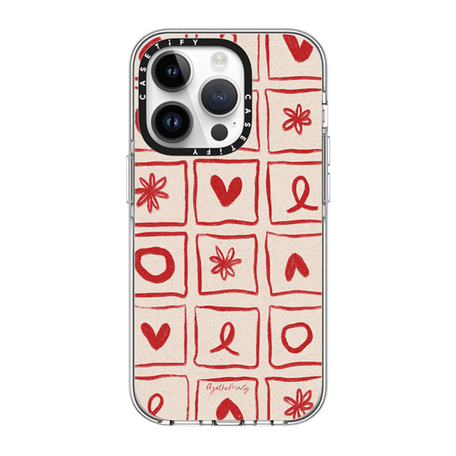 Agathe Marty x CASETiFY iPhone 14 Pro ケース クリア クリア ケース MagSafe対応 Love Grid by Agathe Marty