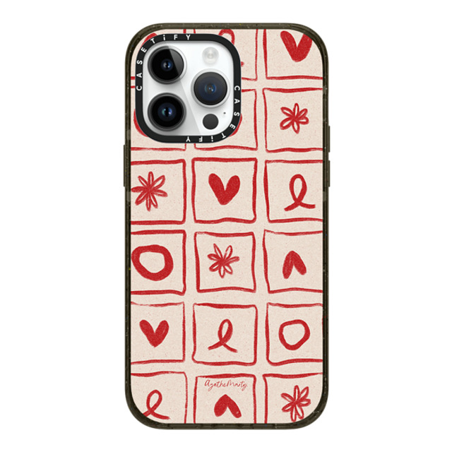 Agathe Marty x CASETiFY iPhone 14 Pro Max ケース ブラック インパクトケース MagSafe対応 Love Grid by Agathe Marty