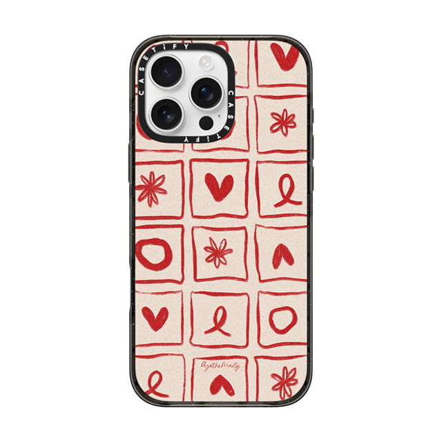 Agathe Marty x CASETiFY iPhone 16 Pro Max ケース ブラック インパクトケース MagSafe対応 Love Grid by Agathe Marty