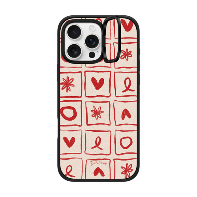 Agathe Marty x CASETiFY iPhone 16 Pro Max ケース マットブラック インパクトリングスタンドケース MagSafe対応 Love Grid by Agathe Marty