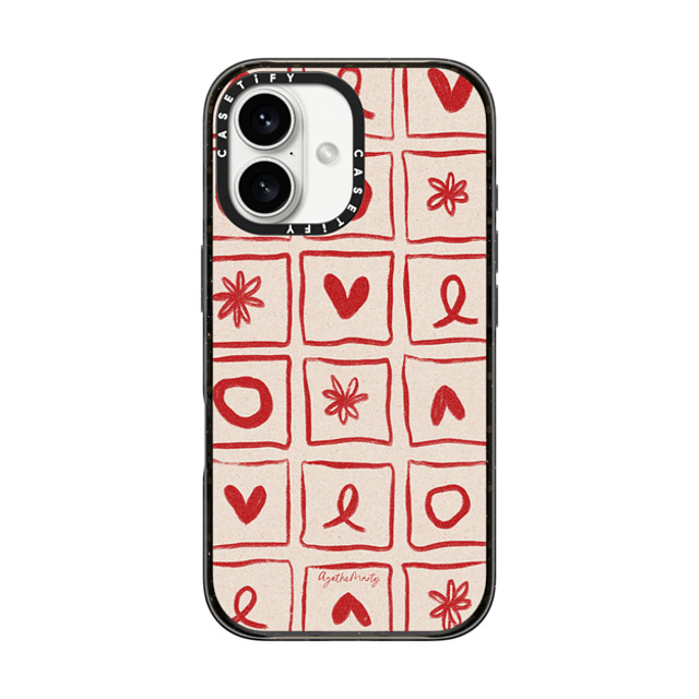 Agathe Marty x CASETiFY iPhone 16 ケース ブラック インパクトケース MagSafe対応 Love Grid by Agathe Marty