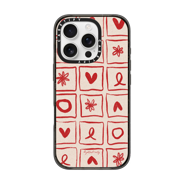 Agathe Marty x CASETiFY iPhone 16 Pro ケース ブラック インパクトケース MagSafe対応 Love Grid by Agathe Marty