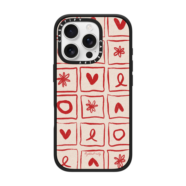 Agathe Marty x CASETiFY iPhone 16 Pro ケース マットブラック インパクトケース MagSafe対応 Love Grid by Agathe Marty