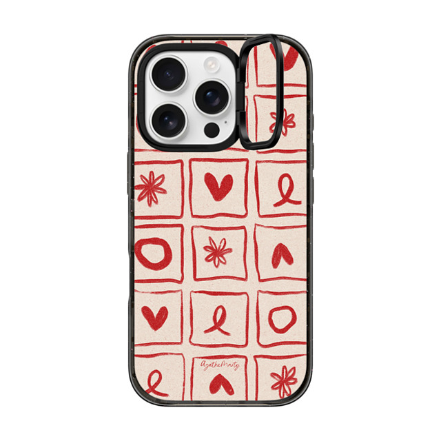 Agathe Marty x CASETiFY iPhone 16 Pro ケース ブラック インパクトリングスタンドケース MagSafe対応 Love Grid by Agathe Marty