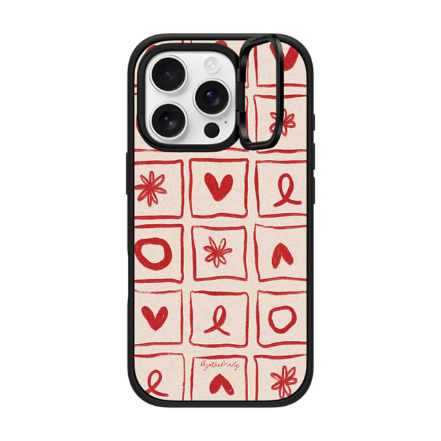 Agathe Marty x CASETiFY iPhone 16 Pro ケース マットブラック インパクトリングスタンドケース MagSafe対応 Love Grid by Agathe Marty