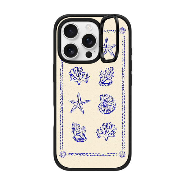 Agathe Marty x CASETiFY iPhone 16 Pro ケース マットブラック インパクトリングスタンドケース MagSafe対応 Sea Treasures by Agathe Marty