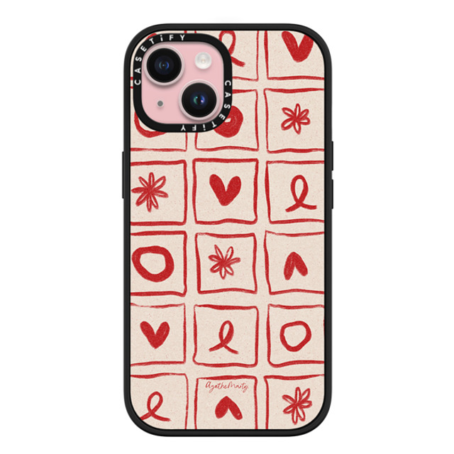 Agathe Marty x CASETiFY iPhone 15 ケース マットブラック インパクトケース MagSafe対応 Love Grid by Agathe Marty