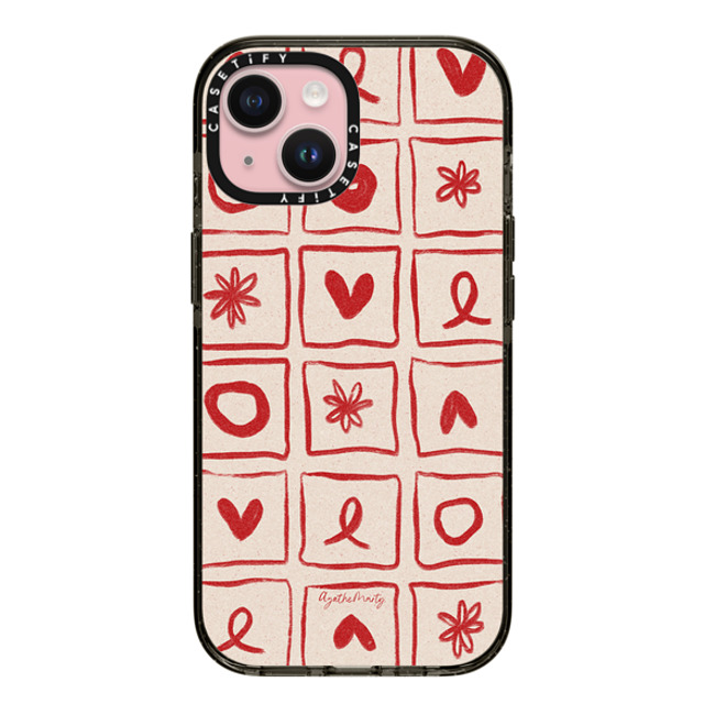 Agathe Marty x CASETiFY iPhone 15 ケース ブラック インパクトケース Love Grid by Agathe Marty