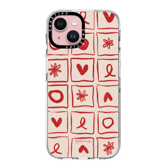 Agathe Marty x CASETiFY iPhone 15 ケース クリア クリア ケース MagSafe対応 Love Grid by Agathe Marty