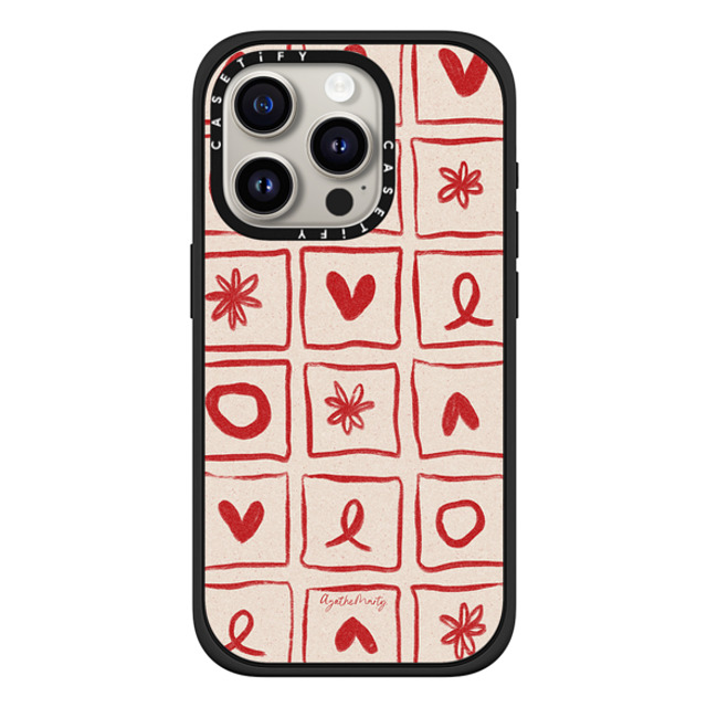 Agathe Marty x CASETiFY iPhone 15 Pro ケース マットブラック インパクトケース MagSafe対応 Love Grid by Agathe Marty