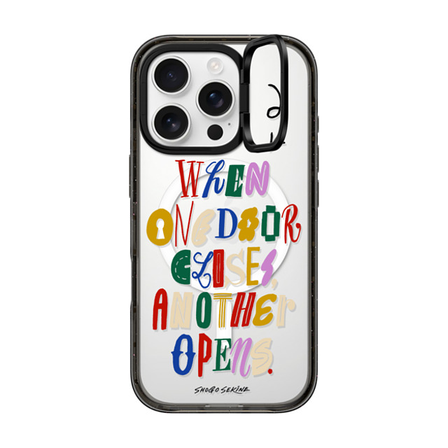 Shogo Sekine x CASETiFY iPhone 16 Pro ケース Quote,Typography ブラック インパクトリングスタンドケース MagSafe対応 Door Back to School Shogo Sekine x CASETiFY iPhone 16 Pro ケース Quote,Typography ブラック インパクトリングスタンドケース MagSafe対応 Door Back to School