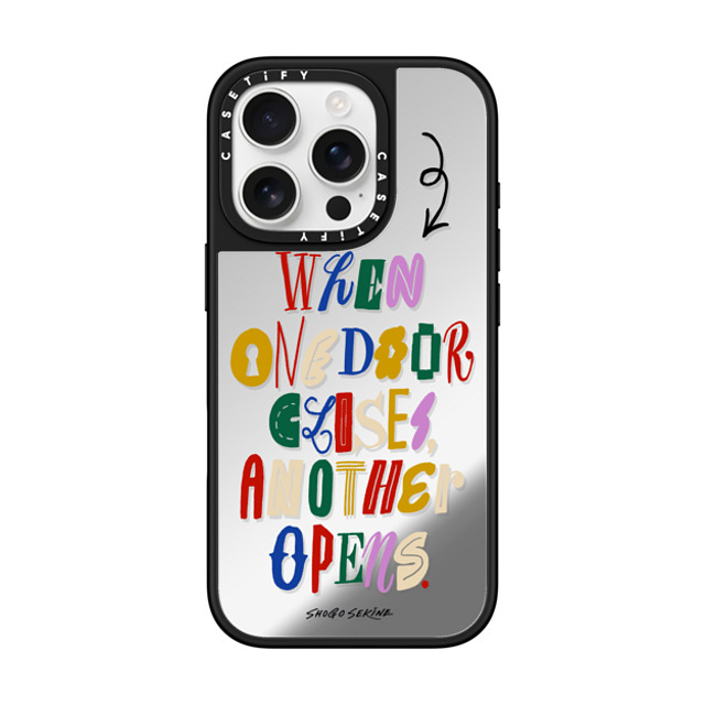 Shogo Sekine x CASETiFY iPhone 16 Pro ケース Quote,Typography Silver on Black ミラーケース MagSafe対応 Door Back to School Shogo Sekine x CASETiFY iPhone 16 Pro ケース Quote,Typography Silver on Black ミラーケース MagSafe対応 Door Back to School