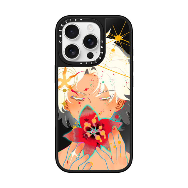 CASETiFY iPhone 16 Pro ケース Black on Black ミラーケース MagSafe対応 God's Flower mars kasei