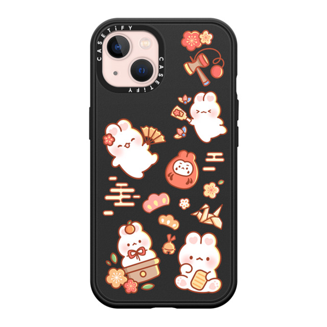 Creampuffs x CASETiFY iPhone 13 ケース マットブラック インパクトケース MagSafe対応 New Year Festive By Creampuffs