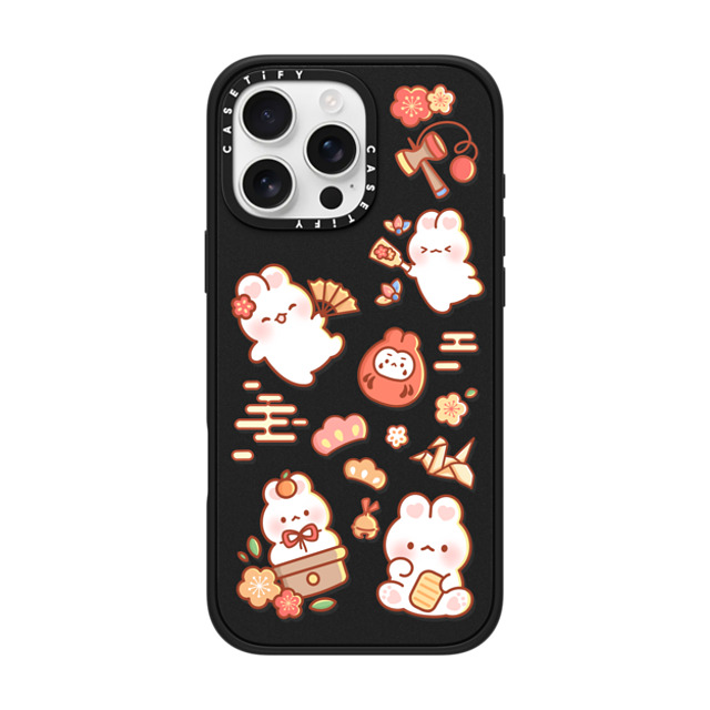 Creampuffs x CASETiFY iPhone 16 Pro Max ケース マットブラック インパクトケース MagSafe対応 New Year Festive By Creampuffs