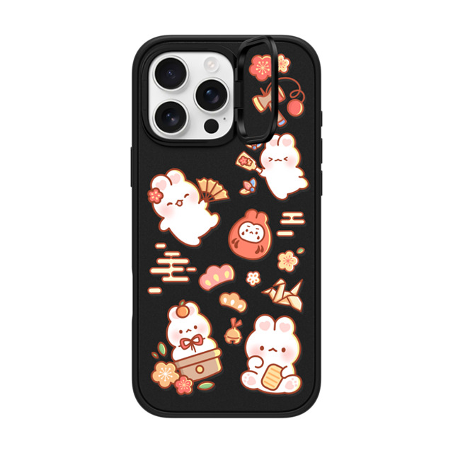 Creampuffs x CASETiFY iPhone 16 Pro Max ケース マットブラック インパクトリングスタンドケース MagSafe対応 New Year Festive By Creampuffs