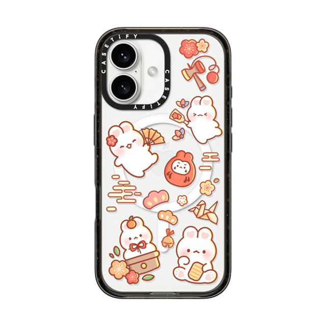 Creampuffs x CASETiFY iPhone 16 ケース ブラック インパクトケース MagSafe対応 New Year Festive By Creampuffs