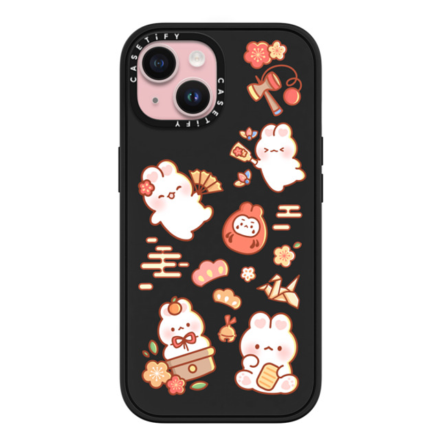 Creampuffs x CASETiFY iPhone 15 ケース マットブラック インパクトケース MagSafe対応 New Year Festive By Creampuffs