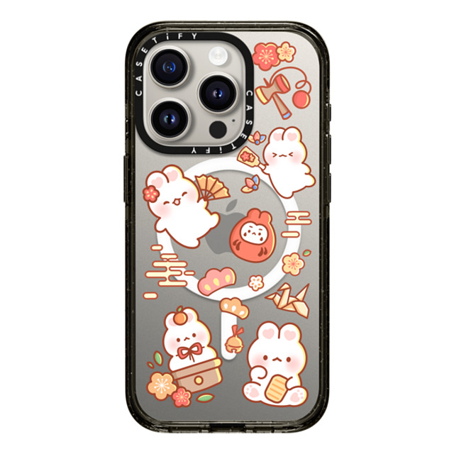 Creampuffs x CASETiFY iPhone 15 Pro ケース ブラック インパクトケース MagSafe対応 New Year Festive By Creampuffs