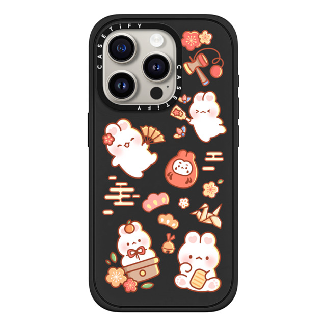 Creampuffs x CASETiFY iPhone 15 Pro ケース マットブラック インパクトケース MagSafe対応 New Year Festive By Creampuffs