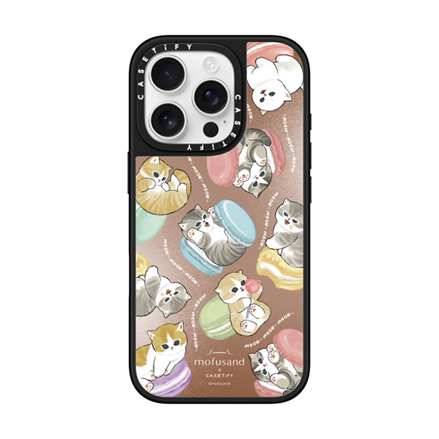 Mofusand x CASETiFY iPhone 16 Pro ケース Silver on Black ミラーケース MagSafe対応 Do Nothing or Macaroon