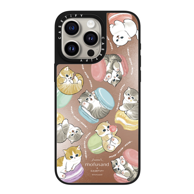 Mofusand x CASETiFY iPhone 15 Pro Max ケース Silver on Black ミラーケース MagSafe対応 Do Nothing or Macaroon