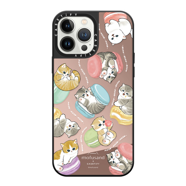 Mofusand x CASETiFY iPhone 13 Pro Max ケース Silver on Black ミラーケース MagSafe対応 Do nothing or Macaroon