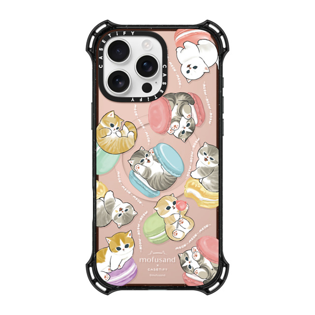 Mofusand x CASETiFY iPhone 16 Pro Max ケース ブラック バウンスケース Do nothing or Macaroon