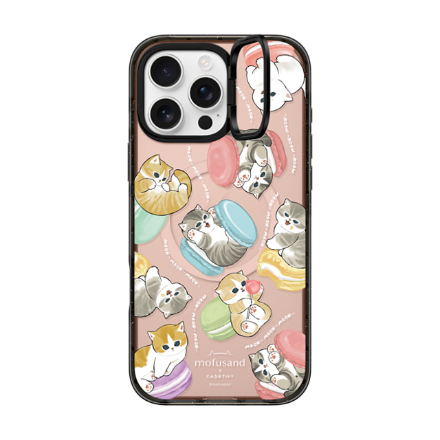 Mofusand x CASETiFY iPhone 16 Pro Max ケース ブラック インパクトリングスタンドケース MagSafe対応 Do nothing or Macaroon