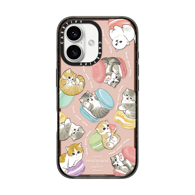 Mofusand x CASETiFY iPhone 16 ケース ブラック インパクトケース Do nothing or Macaroon