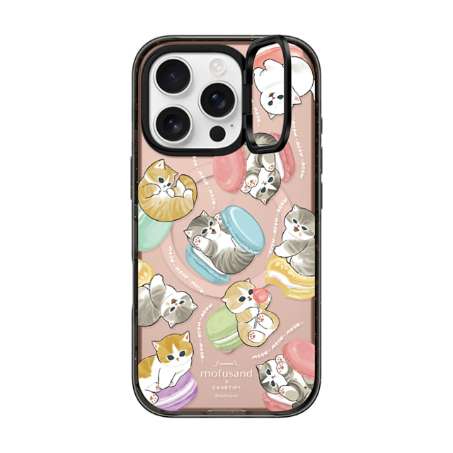 Mofusand x CASETiFY iPhone 16 Pro ケース ブラック インパクトリングスタンドケース MagSafe対応 Do nothing or Macaroon