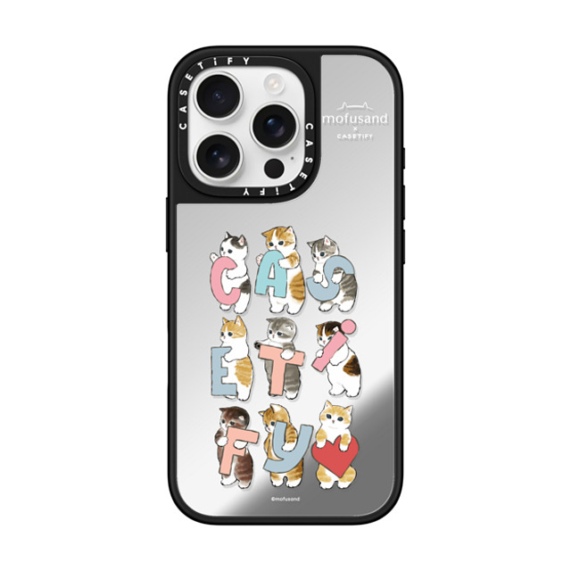 Mofusand x CASETiFY iPhone 16 Pro ケース Silver on Black ミラーケース MagSafe対応 Cats-tify