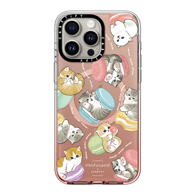 Mofusand x CASETiFY iPhone 15 Pro Max ケース ピンクグラデーション クリア ケース MagSafe対応 Do nothing or Macaroon