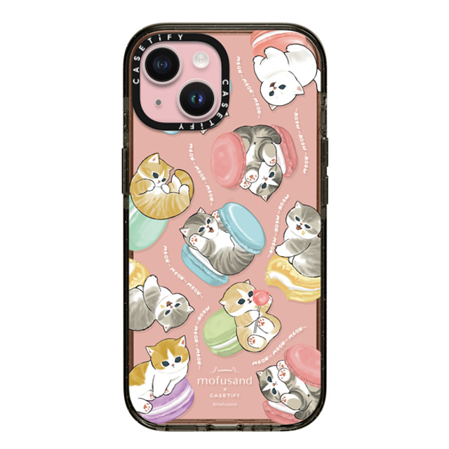 Mofusand x CASETiFY iPhone 15 ケース ブラック インパクトケース Do nothing or Macaroon