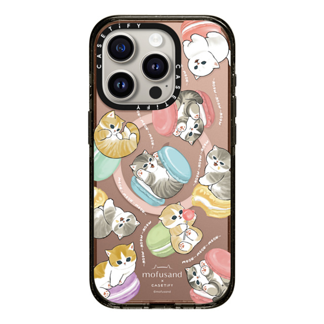 Mofusand x CASETiFY iPhone 15 Pro ケース ブラック インパクトケース MagSafe対応 Do nothing or Macaroon