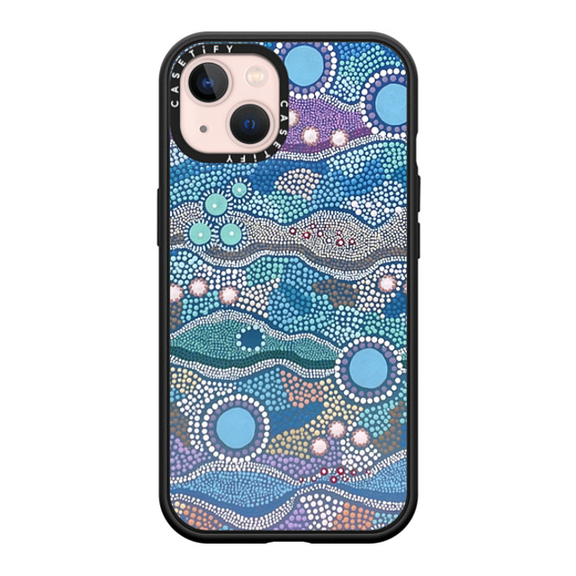 Krubi Creative x CASETiFY iPhone 13 ケース マットブラック インパクトケース MagSafe対応 Wattamolla - Aboriginal Art