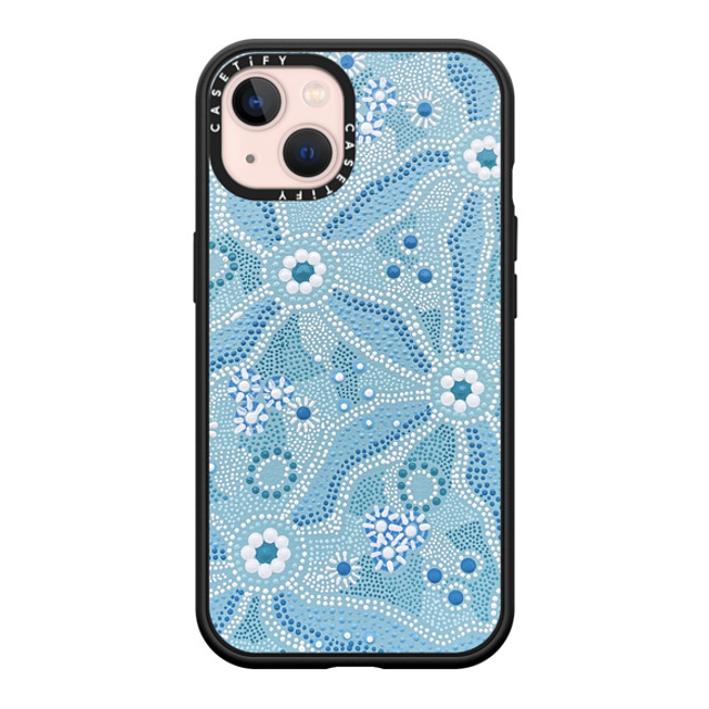 Krubi Creative x CASETiFY iPhone 13 ケース マットブラック インパクトケース MagSafe対応 Nadyung (Water) - Aboriginal Art