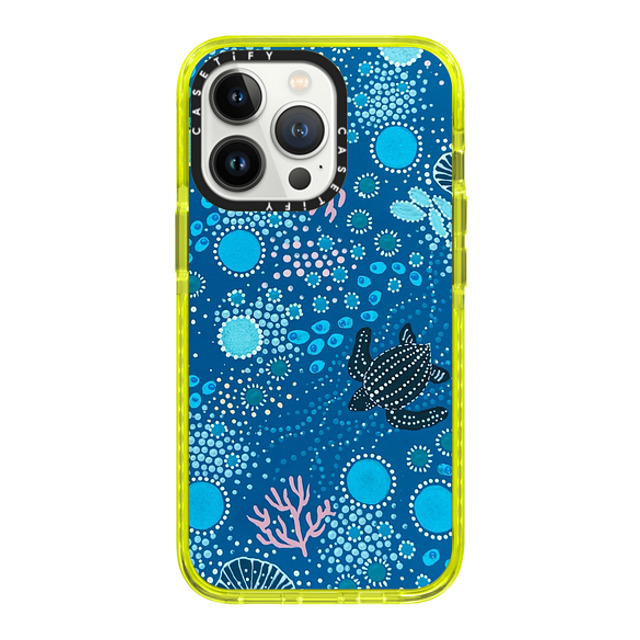 Krubi Creative x CASETiFY iPhone 13 Pro ケース ネオン イエロー インパクトケース Ocean is Calling