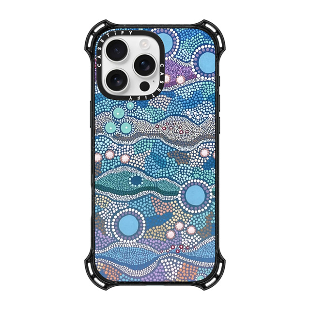 Krubi Creative x CASETiFY iPhone 16 Pro Max ケース ブラック バウンスケース Wattamolla - Aboriginal Art