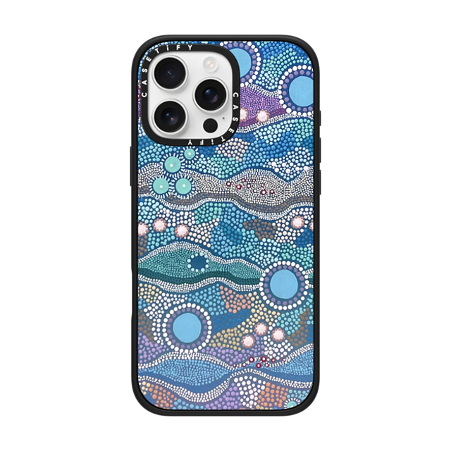 Krubi Creative x CASETiFY iPhone 16 Pro Max ケース マットブラック インパクトケース MagSafe対応 Wattamolla - Aboriginal Art